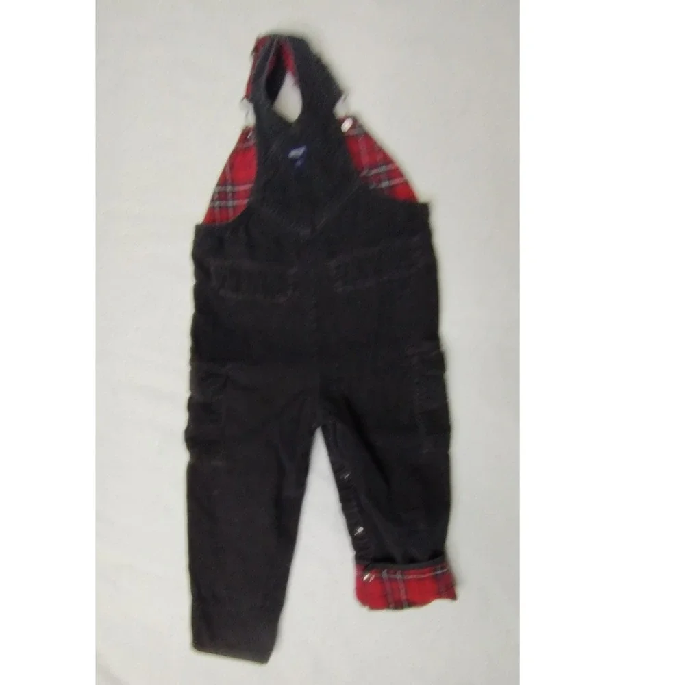 OshKosh Corduroy Overalls 36 Months Black Plaid Trim Toddler‎ Kids Fall